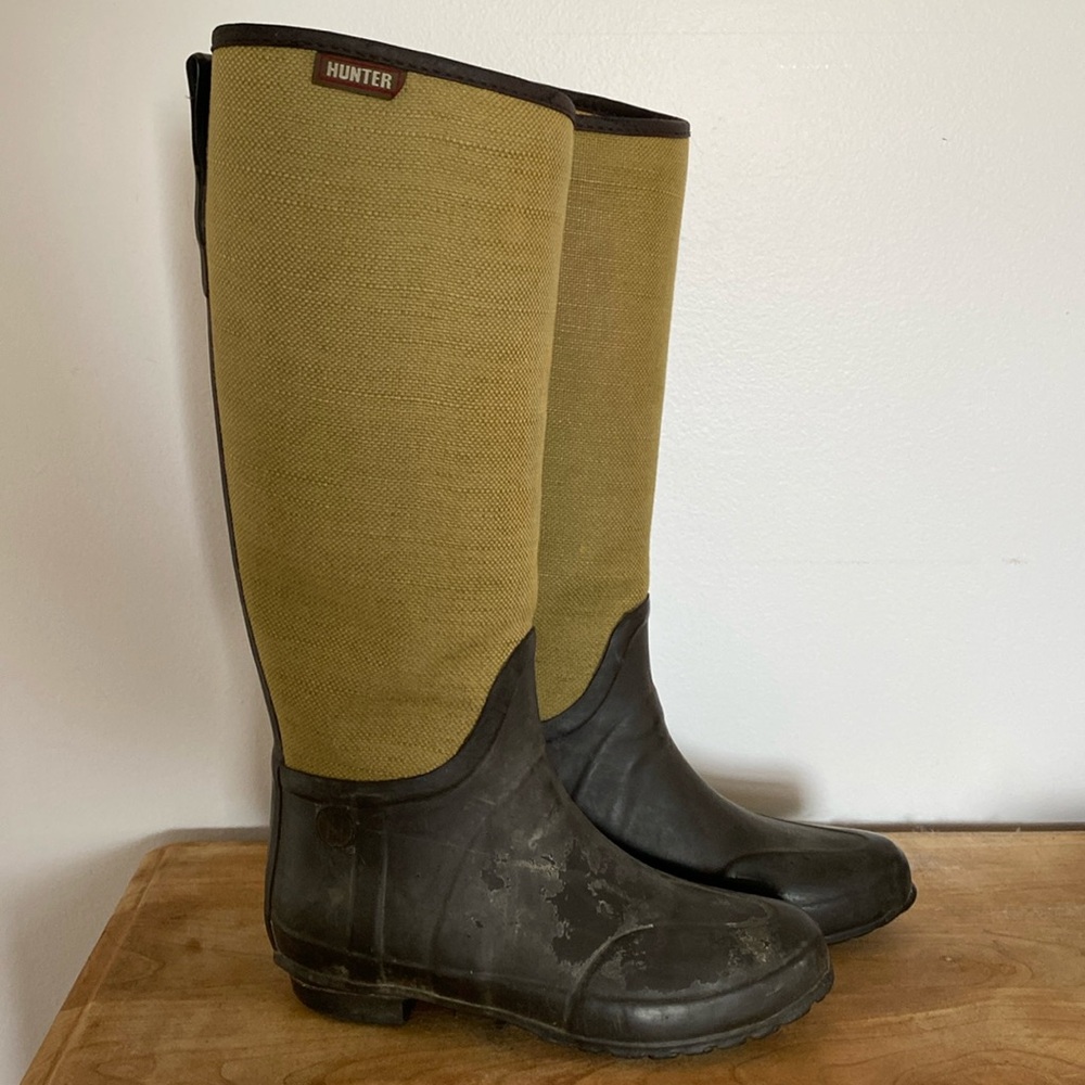 Vintage Hunter rain boots classic equestrian tweed look size 39